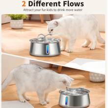 Fuente de agua para gatos de acero inoxidable: Capacidad grande de 135 Oz/4L con ventana de agua, fuente de agua para mascotas apta para gatos y perros, múltiples tazones de bebida, bomba ultra silenciosa, fuente de agua automática para perros. El producto no incluye enchufe.