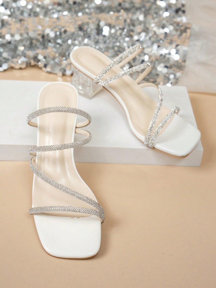 2025 Spring/Summer New Crystal Heel Transparent High Heels Sandals
