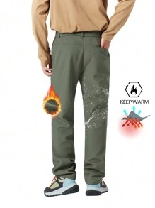 TECTOP Men's Hiking Pants Thermal Lined Winter Waterproof Softshell Slim With Pockets Outdoor Hunting - Green - View 3