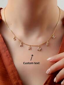 1PC Gold Silver Rose Gold, Custom English Letter Necklace, Personalized Name Necklace Chain, Women's Jewelry, Birthday Gifts, The Best Choice For Family And Friends, Suitable For All Occasions To Wear