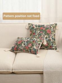 1 件提花玫瑰花装饰枕头/腰垫套，适用于卧室、客厅、沙发 - 彩色 - 查看 3
