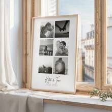 1 szt., spersonalizowana sztuka ścienna ze zdjęciem pary, spersonalizowany plakat ze zdjęciem w sześciu kratkach, prezent na walentynki, prezent na rocznicę, dekoracja sypialni, dekoracja salonu, dekoracja biura, bezramkowa, walentynki, prezenty dekoracyjne na walentynki urodziny ukończenie szkoły
