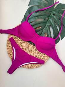 Women Bikini Sets - Fuchsia - View 2