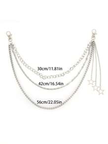 1pc Unisex Punk Style Fashion Waist Chain, Star Decor Chain Belt, Versatile Chain Accessories For Pants, Skirts, Hiphop Style