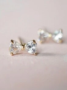 1 Pair S925 Sterling Silver Cubic Zirconia Bowknot Stud Earrings, Versatile Jewelry Accessories, Gifts For Girlfriends & Best Friends