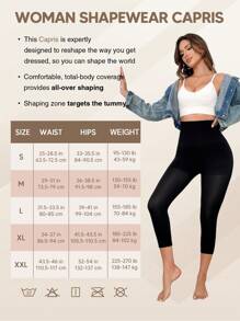 Women's High Waisted Capri Leggings Tummy Control Pants Thigh Slimmer Butt Lift Body Shaper Bottoms For Underwear