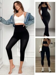 Women's High Waisted Capri Leggings Tummy Control Pants Thigh Slimmer Butt Lift Body Shaper Bottoms For Underwear