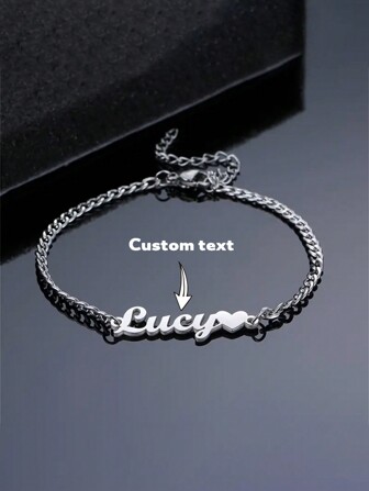 1 st rostfritt stål 3 mm kubansk kedja, anpassat namnarmband för damer och män, handgjort personligt ID-namnarmband, charmsmycken, alla hjärtans dag-presenter, silver, snygg, färgglad, vintage, unisex, hipster, enkel, avslappnad, anpassad, personlig, unik, perfekta presenter till honom, perfekta presenter till henne, henne, pojkvän, flickvän, pappa, mamma, familj, vänner, för årsdagar, för födelsedagar, för examen, för bal, för fest, smycken för kvinnor, elegant outfit, anpassade modearmband med ord, gatustil, avslappnad chic