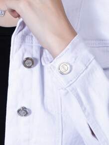 Chamarra de Mezclilla Azul Claro Casual, Cazadora Denim, Estilo Urbano - QV05 Blanco - Ver 6