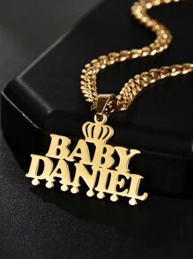 1pc Customized Stainless Steel Necklace With Personalized Pendant, Suitable For Teenagers, Kids, Friends, Couples, Ideal Gift For Anniversaries, Mother's Day, Birthdays, Graduations, Daily Wear, Weddings, Parties, Father's Day Gatherings,Letter,Engraved,Ornamental,Exquisite,Stylish,Modern,Custom,Personalised,Unique,Customized,Baby Gifts,Ideal Gifts For Him,Ideal Gifts For Her,Son,Daughter