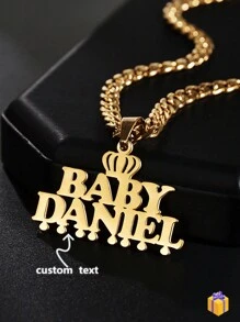 1pc Customized Stainless Steel Necklace With Personalized Pendant, Suitable For Teenagers, Kids, Friends, Couples, Ideal Gift For Anniversaries, Mother's Day, Birthdays, Graduations, Daily Wear, Weddings, Parties, Father's Day Gatherings,Letter,Engraved,Ornamental,Exquisite,Stylish,Modern,Custom,Personalised,Unique,Customized,Baby Gifts,Ideal Gifts For Him,Ideal Gifts For Her,Son,Daughter