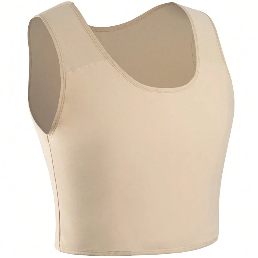Transgender FTM Trans Breathable Half Chest Binder - 卡其色 - 查看 1