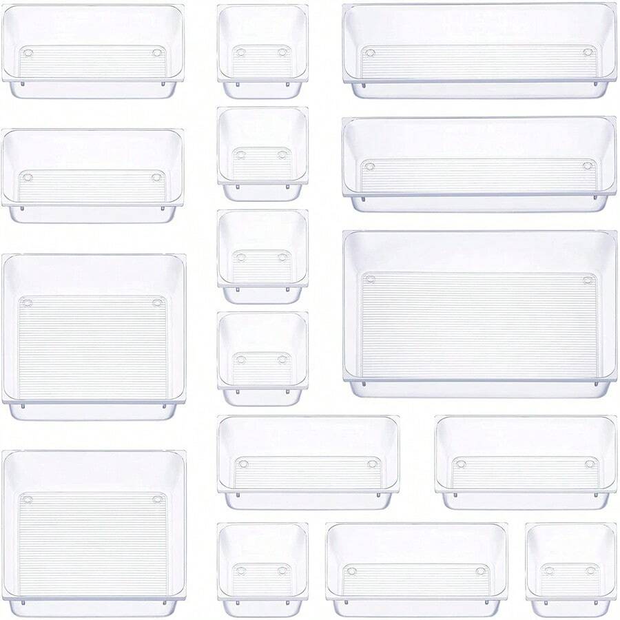 Kit 25 Modular Multipurpose Organizer Drawers Acrylic Crystal