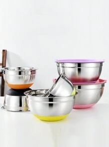 5pcs Stainless Steel Mixing Bowls - Heavy Duty, Dishwasher Safe, Airtight Lids, Outdoor Safe, Perfect For Kitchen Baking, Serving And Storage - Durable, Easy To Clean, Space Saving Design