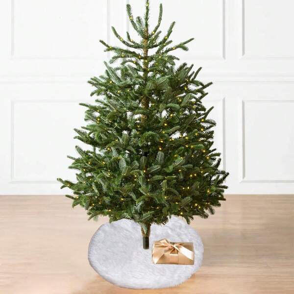 Updated Wool Fur White Tree Skirt Small Christmas Tree Skirt Plush Velvet Tabletop Christmas Tree Skirt Holiday Party Decoration 30.48cm Mini Gifts