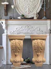1 pieza Aplique tallado en madera estilo europeo sin pintar, calcomanías de talla, molduras para decorar ventana, puerta, estufa de leña, decoración del hogar, paredes y muebles