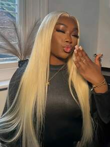 10-32 英寸巴西 613# 金发真人发 13x4 蕾丝前假发 180% 密度蕾丝前假发丝滑直发无胶假发预拔婴儿头发优雅日常使用 - S613 - 查看 8