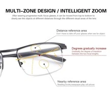 Progressive Multi-Focal Reading Glasses, Half-Rim TR Flexible Frame, Clear Vision At All Distances, Lightweight Wear, Unisex - White - View 8