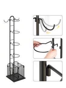 Panier Organiseur de Basket-Ball, Porte Ballon avec Etagere Rangement, Support d'équipement de Sport sur pieds, 25x30x152cm