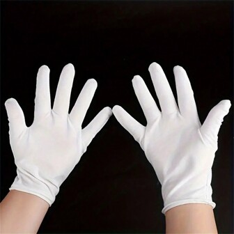 1 Pair White Gloves, Soft, Comfortable, Stretchy Gloves Suitable For Beauty, Hand Care, Etiquette, Work, Party, Sun Protection, Unisex, Restaurant Server, Driving, Jewelry Maker, Luxury Goods , Delicate Item Repair, Cosplay, Wedding, Halloween Hand Decor