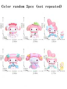 Sanrio 6pcs/Set Sanrio 7cm Figurine My Melody Maid Outfit Anime Statue, Car Decoration, Decoration Gift Ornament Birthday Gifts Graduation