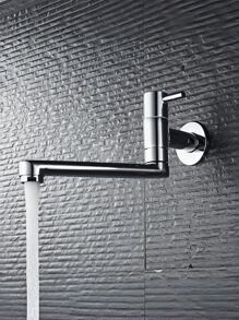 1pc Kitchen Single Cold Faucet, Stainless Steel Into The Wall Balcony, Household Mop Pool Extended Lengthened Faucet(Chrome, Black,Selectable)