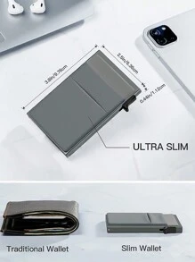 1pc, Minimalist Pop-Up Card Holder Wallet, Suitable For Men's RFID Shielding | Ultra-Thin Business Credit Card Wallet With Money Bag | Aluminum Metal Bank Card Holder, Can Store Banknotes, Coins, And Debit Cards, Is The Best Gift For Men