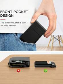 1pc, Minimalist Pop-Up Card Holder Wallet, Suitable For Men's RFID Shielding | Ultra-Thin Business Credit Card Wallet With Money Bag | Aluminum Metal Bank Card Holder, Can Store Banknotes, Coins, And Debit Cards, Is The Best Gift For Men