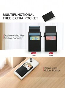 1pc, Minimalist Pop-Up Card Holder Wallet, Suitable For Men's RFID Shielding | Ultra-Thin Business Credit Card Wallet With Money Bag | Aluminum Metal Bank Card Holder, Can Store Banknotes, Coins, And Debit Cards, Is The Best Gift For Men