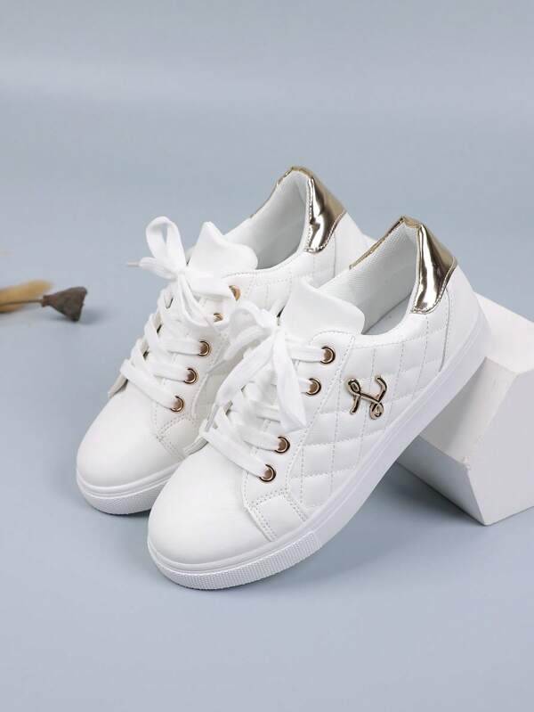 Fashionable Casual White Sneakers, Comfortable Minimalist Student Sports Shoes For Daily Outdoor Activities, Spring/Autumn