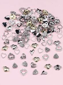 30pcs Assorted Heart Shaped Metal Nail Art Decorations, Nail Accessories For Valentine's Day Nails