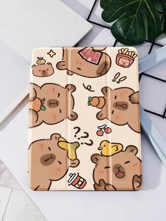 Ayotu Capybara 平板电脑保护套适用于 iPad、iPad 9/8/7 代 10.2 英寸，新款 iPad 10 代，具有自动唤醒/睡眠功能，四角防摔保护，专用铅笔槽可防止丢失，是生日、婚礼、节日的创意礼物
