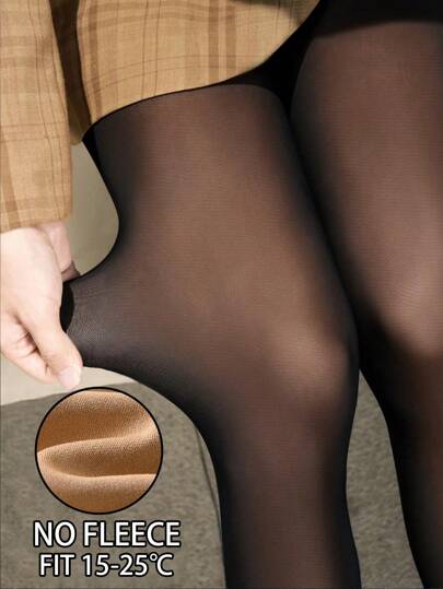 1pc 80g/220g/300g Women's Spring And Autumn Stockings, Thermal Lined Tights, Black Sexy Transparent Plus Size Autumn And Winter Thick Plush Warm Pantyhose, Winter Work And Business Tights (Suitable For 10-25 ° C)