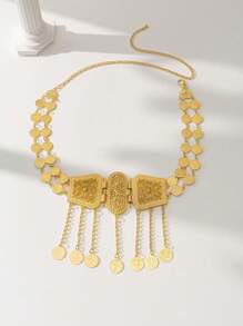 Herseygold 1 件镀金库尔德土耳其女士腰链，图腾流苏腰带，女孩长裙配饰，节日礼物 - 金色2 - 查看 12