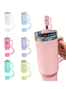 1/5 Pieces, Straw Cover, Hollow Cartoon Style, Cup Straw Cover Accessory, Compatible With Straws, Dirt Proof Straw Dust Cap, Cute Silicone Straw Cover In Any Color, Straw Protector, 10mm Straw Cup Shaped Soft Silicone Straw Cover Accessory, Flower Pattern Straw Stopper, Suitable For Cups, 10mm Straw, Valentine's Day Gift, Mother's Day Gift - Multicolor - View 13