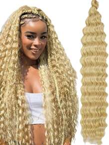 Deep Wave Crochet Hair 32 Inch Ocean Wave Crochet Hair 1 Pack Synthetic Curly Crochet Hair Long Deep Wavy Curly Crochet Braiding Hair For Bohemian Braids Hair Extensions 24Mix Color - Gold - View 2