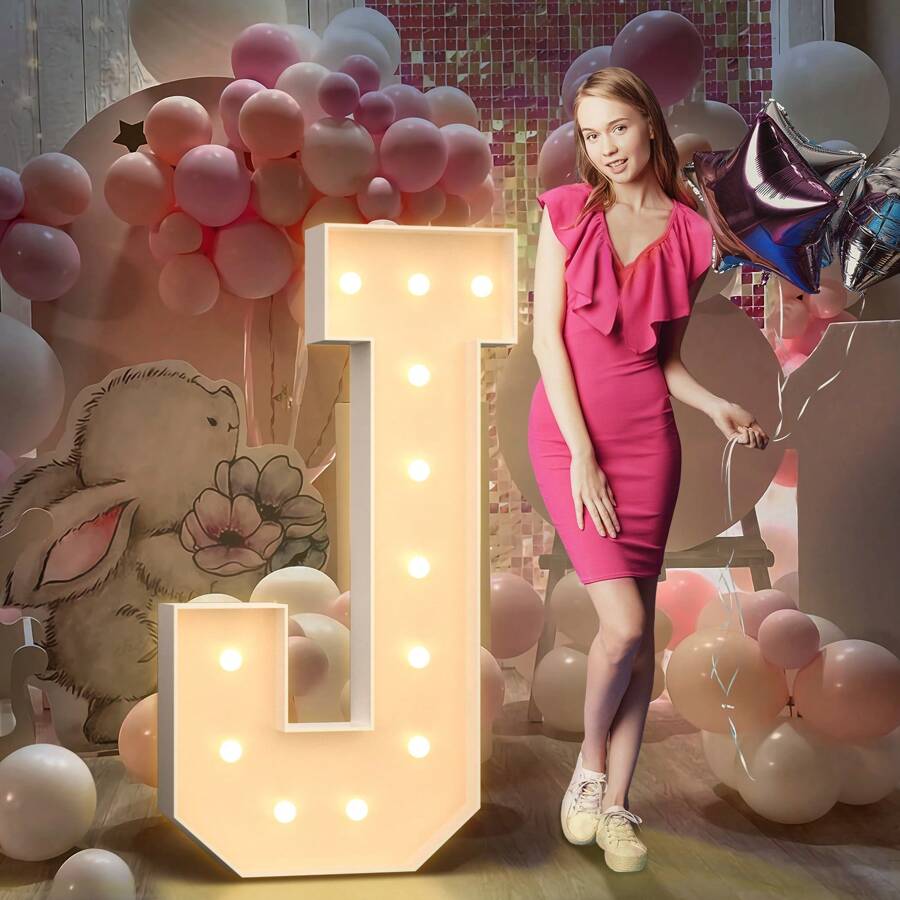 4FT Marquee Light Up Letters A-Z, Large Light Up Letters For Birthday Party Decor Wedding Decorations, Marquee Letters For Party Decoration Large Marquee Letters Arch Kit Decorations Letter A-Z. - Letter J - View 1