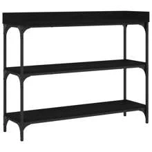 Stylish Black Console Table With Shelves 100 Cm Wide Modern Design And Functional Storage For Living Room Or Hallway - Black - View 2