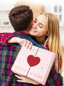 1 pieza Caja de regalo con forma de corazón y cierre magnético con texto "Mejor Deseo", adecuada para el Día de San Valentín, Navidad, Año Nuevo, regalos de boda, regalos festivos - Multicolor - Ver 4