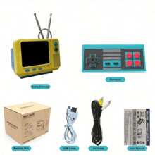 Retro Gaming Console GV300S Mini TV Style With Handle And AV Output - 3.0 Inch Screen, Christmas Gift - 黃色 - 查看 2