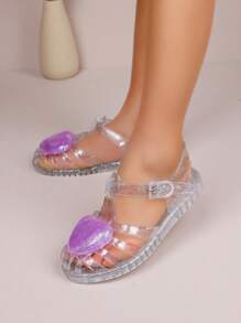 Para dziewczęcych letnich sandałów miłosnych, plastikowe buty, zamknięte palce, sandały gladiatorki, wodoodporne i antypoślizgowe dziewczęce buty kryształowe, buty studenckie - Fioletowy - Zobacz 5