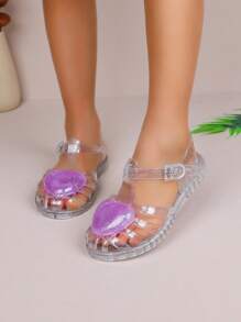 Para dziewczęcych letnich sandałów miłosnych, plastikowe buty, zamknięte palce, sandały gladiatorki, wodoodporne i antypoślizgowe dziewczęce buty kryształowe, buty studenckie - Fioletowy - Zobacz 2