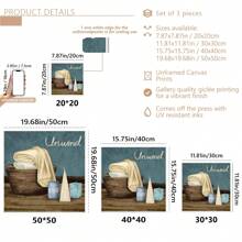 Conjunto de 3 piezas de cuadros de pared de decoración de baño con impresiones en lienzo de los letreros "Relájate, Desconecta, Sumerge", pintura de arte decorativo para el hogar moderno, sala de baño, inodoro, listos para colgar, decoración de pared y habitación