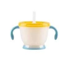 1 Pc 150ml/5oz Soft Silicone Training Straw Cup, Tilted Straw Design, Easy Suction, Dual Handles, Dual Color Straw Cup, Precise Measurement, Scientific Feeding, Non-Slip Base, Safe Material, Suitable For Holiday & Birthday Gifts