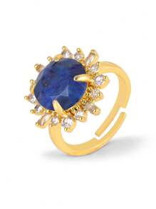 1枚奢华太阳水晶戒指，男女皆宜，天然宝石能量，紫水晶，粉晶，金色，戒指，新年，周年纪念，结婚珠宝礼物 H538 - Ring - 查看 13