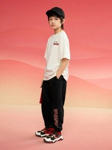 Balabala 2025秋冬男童红色圆领T恤，休闲风，新年版 - 乳白 - 查看 3