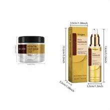 2PCS Collagen Hair Mask & Moroccan Argan Oil Serum Set - Deep Conditioning, Moisturizing For All Hair Types, 3.53oz + 1.69fl.Oz - Perfect Fall/Winter Care Kit