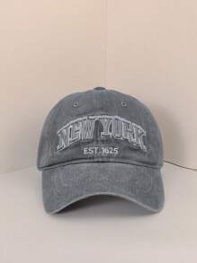 1pc Unisex Outdoor Embroidered "New York" Adjustable Baseball Cap, Sun Protection, Casual, Suitable For Spring/Fall Travel, Beach, Suitable For Men & Women, Y2K Style