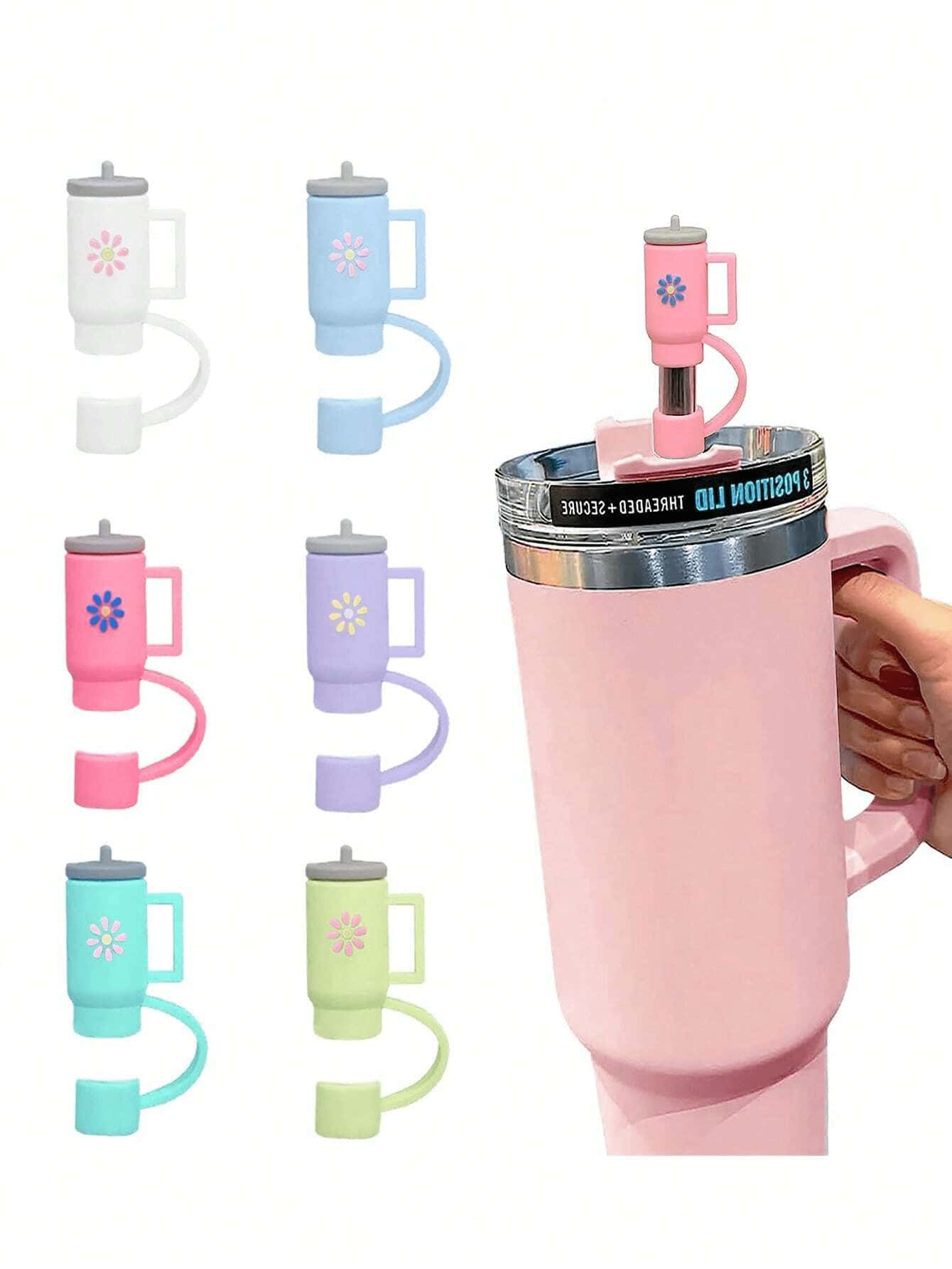 1/5 Pieces, Straw Cover, Hollow Cartoon Style, Cup Straw Cover Accessory, Compatible With Straws, Dirt Proof Straw Dust Cap, Cute Silicone Straw Cover In Any Color, Straw Protector, 10mm Straw Cup Shaped Soft Silicone Straw Cover Accessory, Flower Pattern Straw Stopper, Suitable For Cups, 10mm Straw, Valentine's Day Gift, Mother's Day Gift