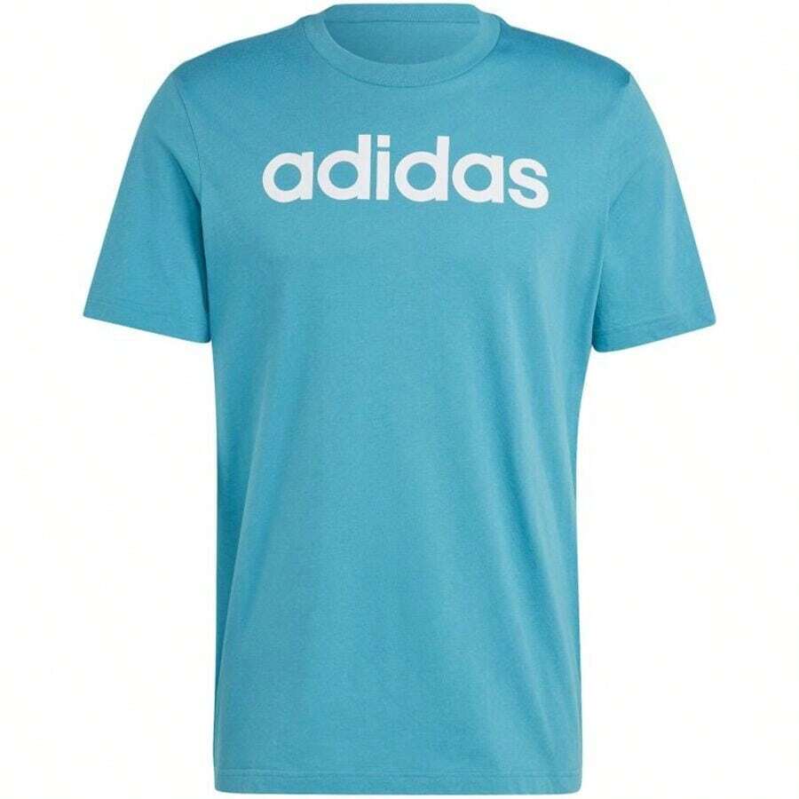 Adidas Essentials Single Jersey Linear Embroidered Logo Tee M IJ8655 - Blue - View 1